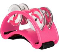 Adult Accompaniment Tambourine, Adult Foot Pandeiro with Elastic Cord, Foot Tamborine Set (Pink)