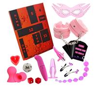 Adult Advent Calendar for Her- 12 Christmas Nights of Naughty Delights Sex Vibrators, Plug Toys, Cuffs, Bondage Card Game, Candles, Dice, Mask by Magicnitz