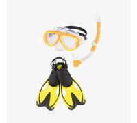 Adult Adventure Mask, Snorkel & Fin Set Orange - S-M Oriole/Clear S-M