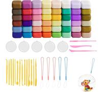 Adult Air Dry Clay Ultra Light Magic Clay, Air Dry Modelling Clay Set 48 Colour Soft Craft Clay with 17 Tools & 5 Clear Display Ornaments Non-Toxic DIY Kit for Creative Projects