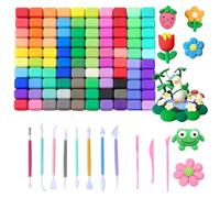 Adult Air Dry Clay - Ultra Light Magic Clay, Non-Toxic Modeling Clay & Dough, Air Dry Clay 111-Piece Set - 100 Colours Ultra-Light Modelling Clay with 11 Sculpting Tools - Non-Toxic Soft Craft Clay