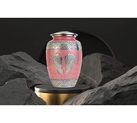 Adult Angel Wings Cremation Urns for Human Ashes | Crafted Memorial for Cherished Remains | Beautiful Design Funeral Pot for Pets Loss & Loved Ones 10.5" Aluminum | 200 Cubic Inches Large Adult Peach.