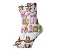 Adult Ankle Socks Western Cowboy Hat Casual Crew Socks Combed Cotton Sock Colorful Fun Socks For Men'S Women'S Thermal