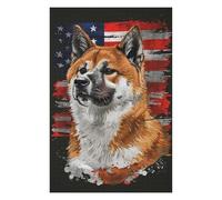 Adult Artistic Jigsaw Puzzle, Akita American Flag, 1000 PCS