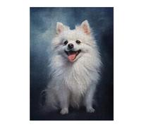 Adult Artistic Jigsaw Puzzle, Smiling White Pomeranian, 500 PCS