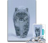 Adult Artistic Jigsaw Puzzle, Snow Leopard in Snowy Landscape, 300 PCS