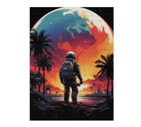 Adult Artistic Jigsaw Puzzle, Space Explorer on Exotic Beach, 500 PCS