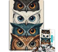 Adult Artistic Jigsaw Puzzle, Stack of Four Owls, 1000 PCS