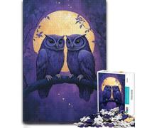 Adult Artistic Jigsaw Puzzle, Two Owls Under The Moonlight, 1000 PCS
