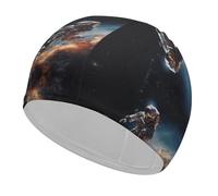 Adult Astronaut Flying in Space Swim Cap Unisex High Elasticity Swimming Cap Non-Slip Recreational Training Cap Suitable for Long Short Thick Curly Hair African Dreadlocks