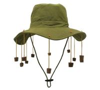 Adult Australian Hat With Corks | 57-59-61cm Iconic Aussie Bush Hats Compitiable Dangling Cork | Hunter Man Dundee Fancy Style Dress Cap For Travel, Hiking, Beach & Costume Parties (Green)