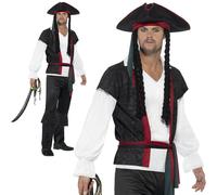 Smiffys Aye Aye Pirate Captain Costume, Black, L