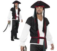 Adult Aye Aye Pirate Captain Costume Mens Buccaneer Fancy Dress Outfit New