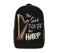 Adult Backpacks Harp Harpist Packs Printed Rucksack Basic Handbags for Camping, Work, Hiking, 43X32X14Cm