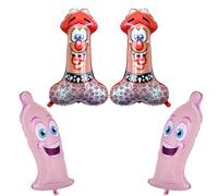 Adult Balloon,4PCS Hip-hop Curly Big Dicks Penis And Condom Shaped Balloons Prank Trick Funny Balloon for Birthday Bachelor Party Decor