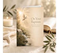Adult Baptism Card for Him or Her, A5 Christian Baptism Day Card with Religious Dove & Waterfall Design and a Special Blessing Message Inside