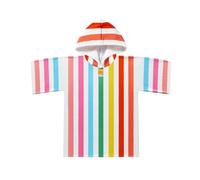 Adult Beach Poncho Sand Free Robe - Quick Dry Microfibre Hooded Towel Changing Robe for Men & Women, Lightweight Swim Cover Up for Beach, Surfing, Swimming & Travel - Pastel Stripe Multi