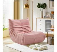 Adult Bean Bag Chair, Cozy Velvet Pouf for Living Room, Bedroom, Apartment, Office - Soft Plush Lounge Seat for Relaxation by the Fireplace (Pink)