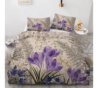 adult bedding Embroidered Reversible Printed Duvet Cover with Pillowcases Flowers Printed Bedding Quilt Cover Set 3 Pieces for Teens and Adults Double 200X200 cm