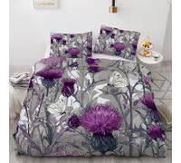 adult bedding Flowers Reversible Printed Duvet Cover with Pillowcases Plant Printed Bedding Quilt Cover Set 3 Pieces for Teens and Adults Single 135X200 cm