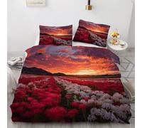 adult bedding Lycoris Reversible Printed Duvet Cover with Pillowcases Flowers Printed Bedding Quilt Cover Set 3 Pieces for Teens and Adults Double 200X200 cm