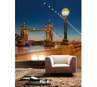 Adult Bedroom Photo Wallpaper 368x254 cm Tower of London Wall Mural Orange Blue