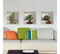 Adult Bedroom Wall Stickers - 3D Effect Wall Stickers - Bonsai Wall Stickers - Kitchen Wall Decals - 3 Wall Stickers - 30 x 30 cm