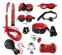 Adult Beginner Starter 12 Piece Set for Couples Various Alternative Erotic Accessories (Red)