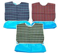 Adult Bibs, Adult The Eldly Bib Adult Washable Dining Bibs for Elderly, 3 Pack,Red,Green,Blue