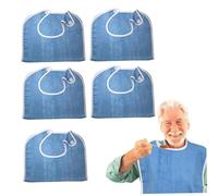 Adult Bibs for Eating 5PCS Absorbent Large Adult Bibs for Elderly Women Men Terry Cloth Bibs with Loop Closure Clothing Protectors for Adults Disabled Sets