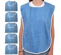 Adult Bibs for Eating | Terry Cloth Bibs | Adult Bib Clothing Protector | Anti-Stain Eating Bib | 5 Dining Clothing Protectors | Washable Reusable Bibs for Elderly Seniors Disabled Men Women