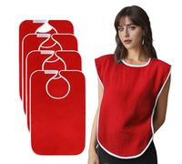Adult Bibs For Elderly Women Men Terry Cloth Bib For Eating Adjustable bib Clothing Protectors Blue (4, Red)