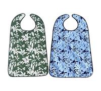 Adult Bibs For Men,2 Pieces Waterproof Double Layer Eat Patches,Clothing Cover For Elderly Rehabilitation Care Feeding | Food Eating Dinner, A01+A02, se beskrivning