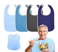 Adult Bibs for Men Women, 4 Pack Adult the Eldly Bib Adult Washable Dining Bibs for Elderly, Reusable Adult Dining Bibs for Eating, Feeding Bibs Clothing Protectors for Adult, Senior, Disabled