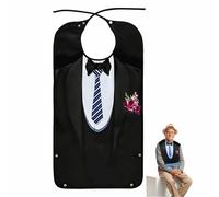 Adult Bibs for Men & Women - Reusable & Washable,Waterproof Adult Bibs,Funny Bib with Replica Suit Patterns,Oil-proof Elderly Dining Apron,Adult Bibs for Eating,Adjustable Clothing Protectors (Black)
