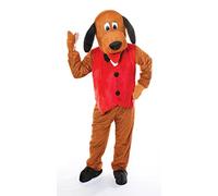 Mens Big Head Dog With Waistcoat Costume Fury Pet Animal Adult Fancy Dress