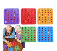 Adult Bingo Game - Five Reusable Shutter Cards,long lasting Compact Lightweight Plästic Set, Easy Handling | Entertaining Playing Kit for Home School Trips Outdoor Activities Friends Kids