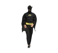 (Adult Black, Adult One Size) Adult Kids Batman Cosplay Costume Halloween Muscle Outfit Suit Fancy