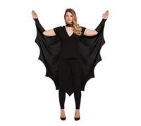 Adult Black Bat Cape Halloween Fancy Dress Costume Accessory - Gothic Vampire Style Spooky Horror Party Outfit