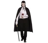 Adult Black Cape for Halloween Fancy Dress Costume Accessory - Gothic Vampire, Witch & Dracula Style Cloak for Spooky Party, Cosplay & Horror Fancy Dress Outfits - One Size