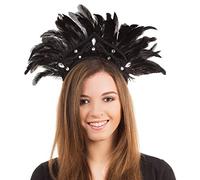 Adult Black Feather Carnival Headdress, 1 Pc. - Stunning Design, Perfect Accessory for Festivals, Mardi Gras, Costume Parties, & Events Halloween Halloween