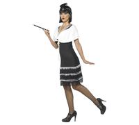 1920s Flapper Dress Womens Black Charleston Gatsby Ladies Fancy Dress Costume