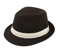 Adult Black Gangster Hat with White Stripes Unisex Fancy Parties Accessories