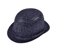 Adult Black Plastic Glitter Bowler Hat, 1 Pc. - Dazzling Design, Perfect Accessory For Festivals, Theme Nights, Parties, Photoshoots, & Costume Events Halloween, World Book Day