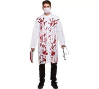 Adult Bloody Doctor Death Zombie Halloween White Coat Fancy Dress Costume