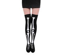 Adult Bloody Stockings Thigh High Fancy Dress Hold Up Spooky Skeleton Stocking For Dead Zombie Bride School Girl Nurse Zombie Cheerleader Halloween Costumes, Skeleton Stocking