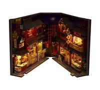 Adult Book Corner Kits: Creative Book Corner Kit, Miniature Book Corner Decorative Insert | Chinese Style Portable Puzzle Book Corner with LED Light