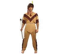 Adult Brown American Indian Man Costume Set (Chest Size 44") - Authentic Design, Ideal for Cosplay, Parties, World Book Day, & Festivals Halloween Halloween