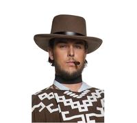 Adult Brown Cowboy Mexican Wester Poncho Fancy Dress Costume