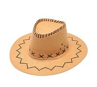 Adult Casual Solid Suture Summer Fashion Cowboy Sun Hat Wide Brim Travel Sun Cap Cowboy Vest for Women Costume (Gold, One Size)